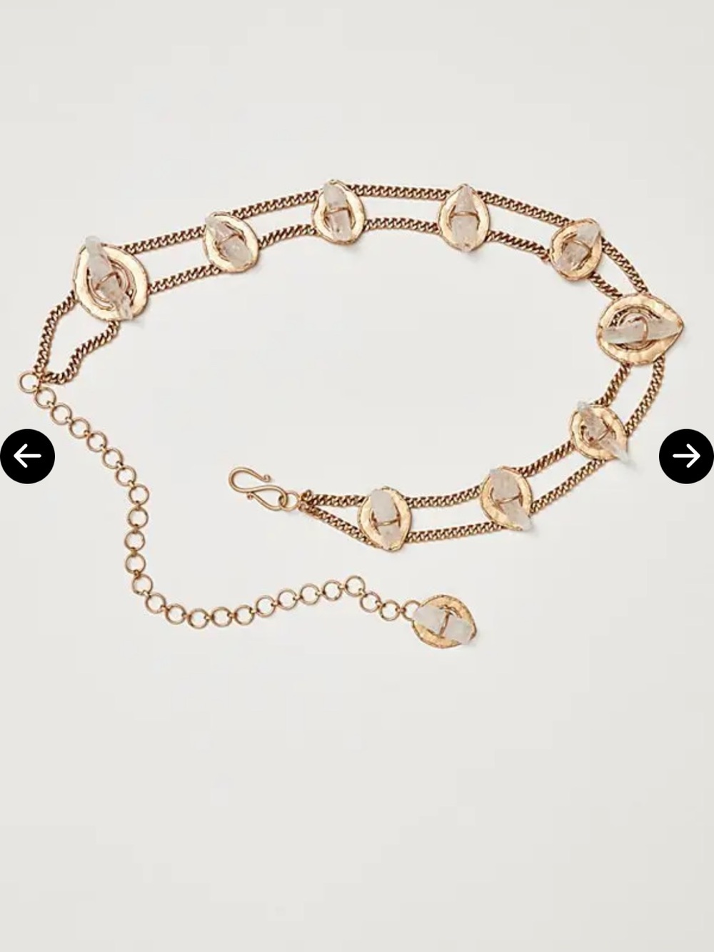 ISO - Mary Frances Hidden Gem Free People Gold Shell Crystal Chain Belt